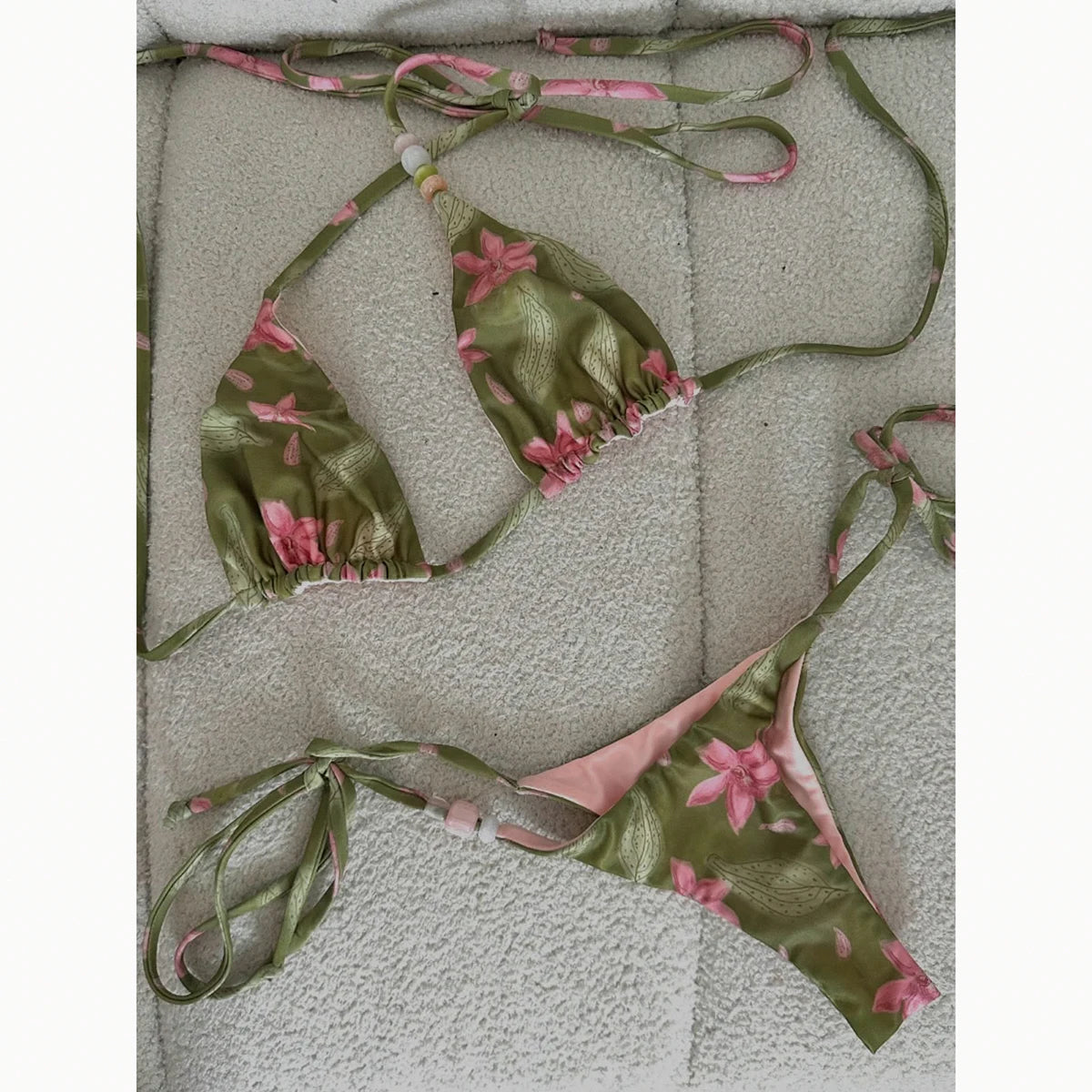 Floral Micro Bikini Set For Beach Days Thong Swimwear