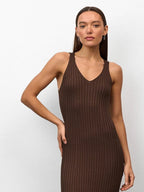 Sleeveless Knitted Dress With Wide Shoulder Straps Inner Long Skirt