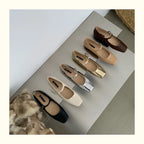 Mary Jane Flats With Square Toe Buckle Strap Retro Styled Women's Shoes