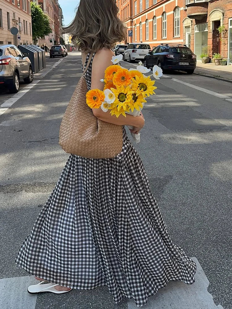Polka Dot Pleated Maxi Dress With Slit V Neck Off Shoulder Sleeveless Evening Wear