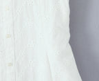 White Embroidered Lace V Neck Mini Dress With Hollow Out Detail And Back Zipper Closure