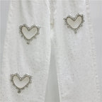 Romantic Heart Cutout Straight Jeans With High Waist