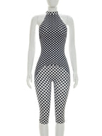 Polka Dot Halter Romper For Women Backless Sleeveless Slim Fit