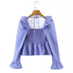 Soft Ruffle Blouse With Long Sleeves
