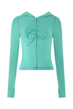 Two Piece Slim Fit Letter Print Hooded Zipper Jacket And Pants Set Open Thread Design