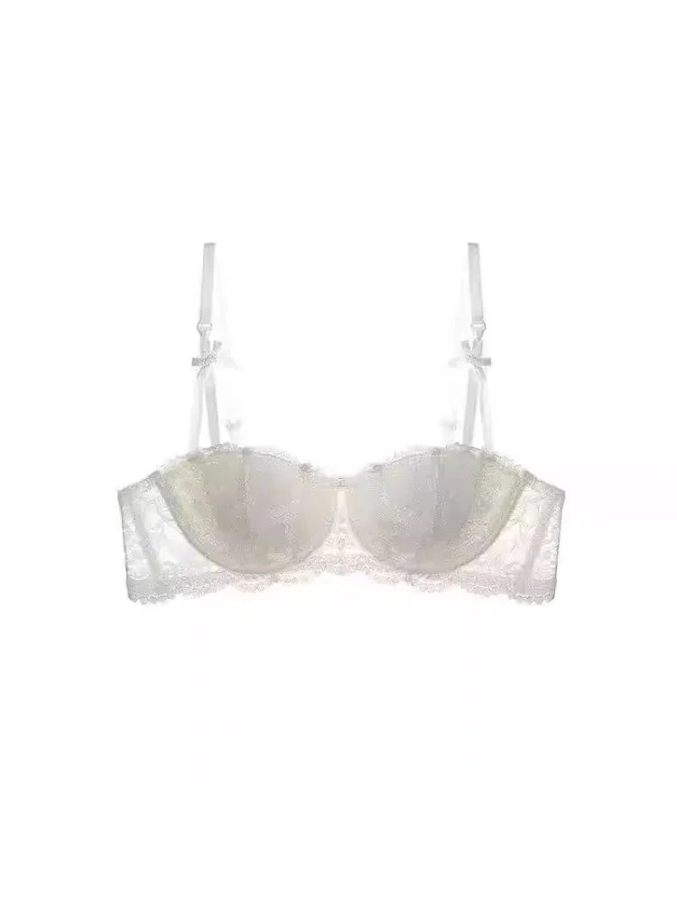 French Lace Half Cup Push Up Bra Ultra Thin Comfort With Minimalist Edge For Women