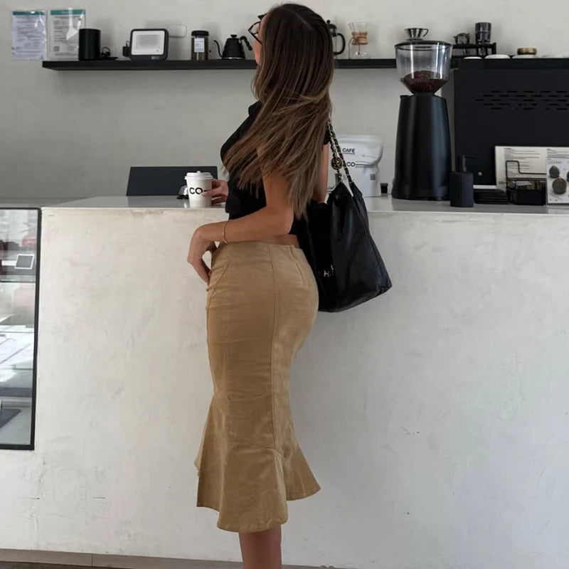 Sexy Retro Fishtail For Women's Embroidery Printed Straight Skirt