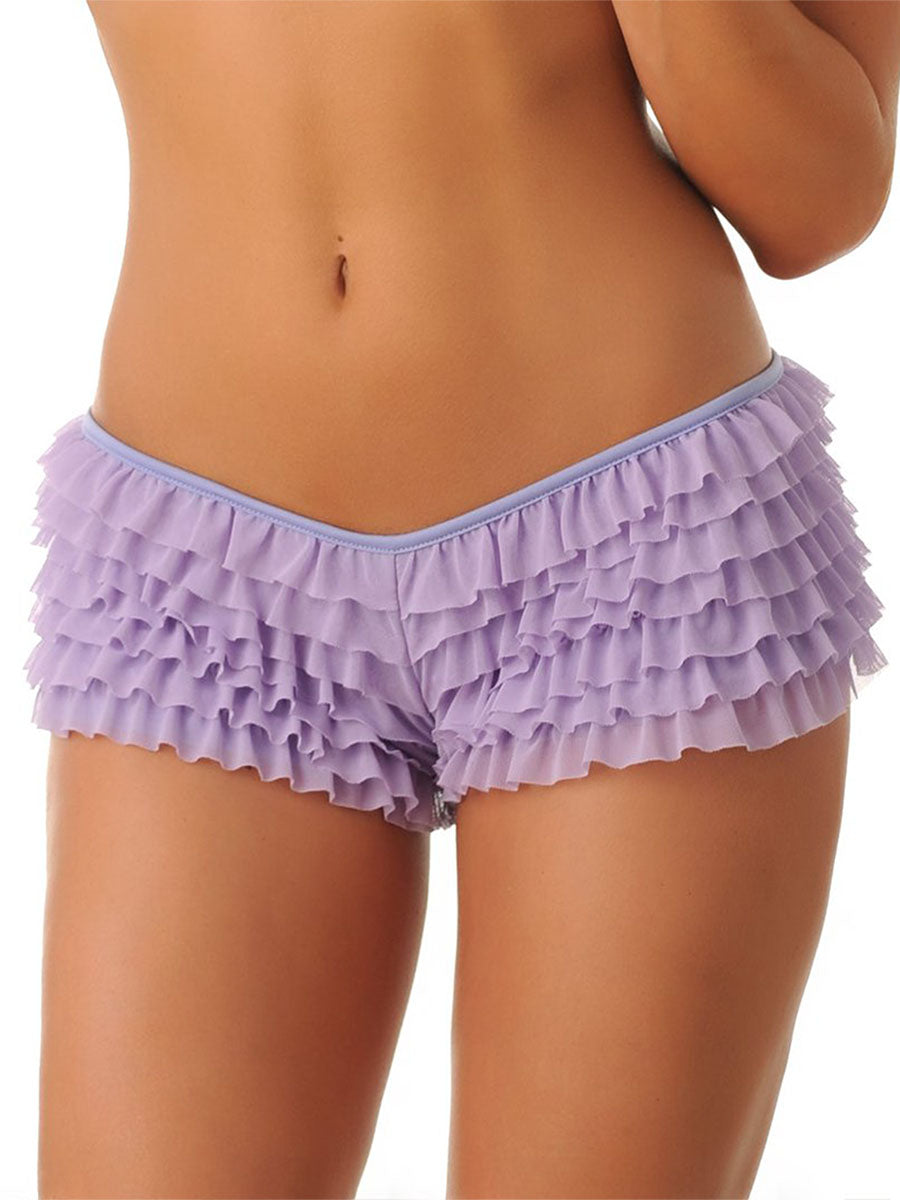 Breathable Solid Color Ruffles Boxer Briefs With Bow