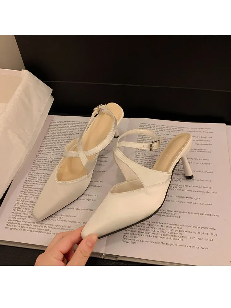 High Heel Sandals With Cross Ankle Strap And Slingback Pumps