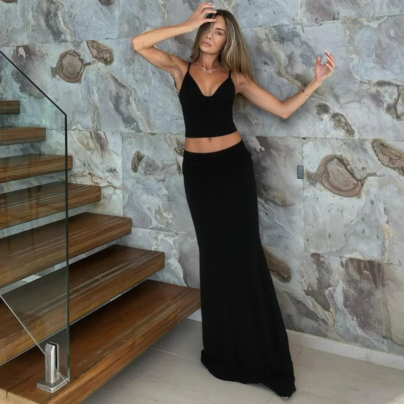 Crop Top And Maxi Skirt Set