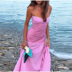 Hanging-Neck Top And A-Line Skirt Set Sleeveless Backless Bandage Style