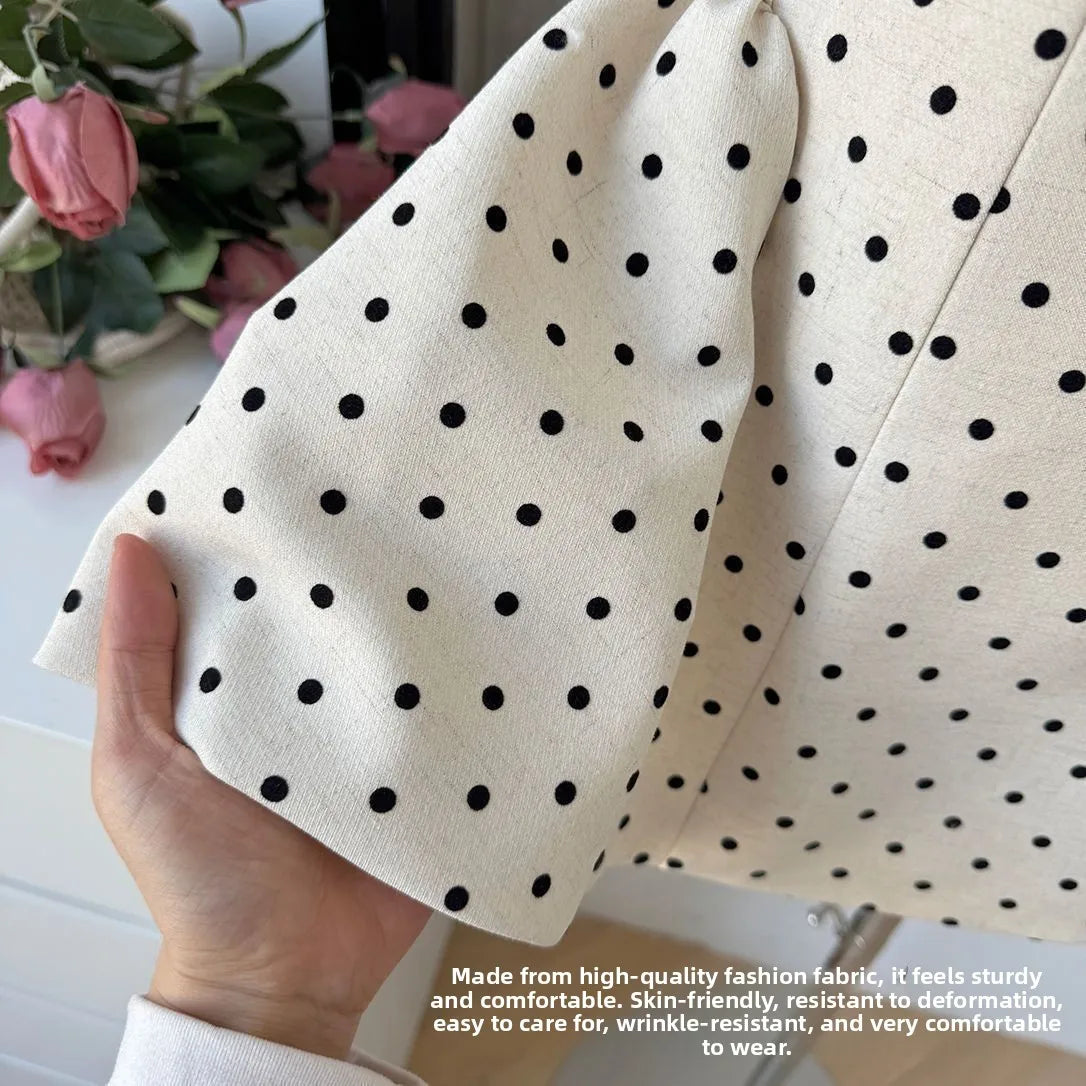 Polka Dot Gingham Mini Dress With Square Collar