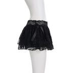 Lace A-Line Mini Skirt With Built-In Shorts Sleek Low-Waisted