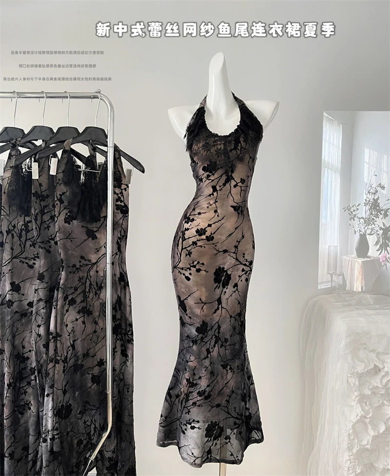 Black Gothic Lace Evening Dress With Off Shoulder Silhouette Vintage Inspired Elegant Gown