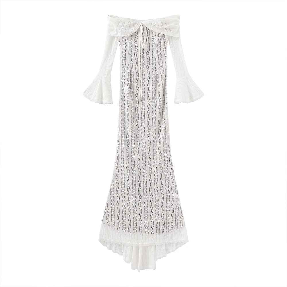 Lace Evening Dress Sleeve Elegant Party Gown