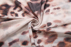 Leopard Print See Through Maxi Dress With O Neck Long Sleeves Backless Cross Bandage Detail