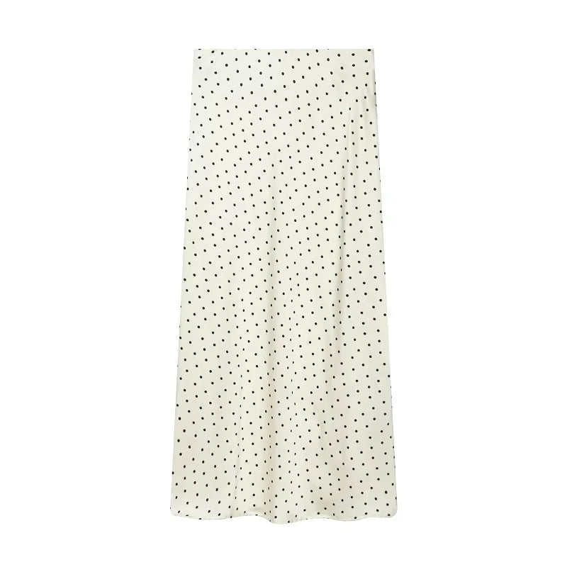 Satin High Waist Midi Skirt With Flair