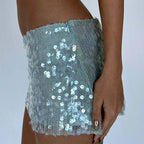 Sequin Wrap Mini Skirt With High Waist