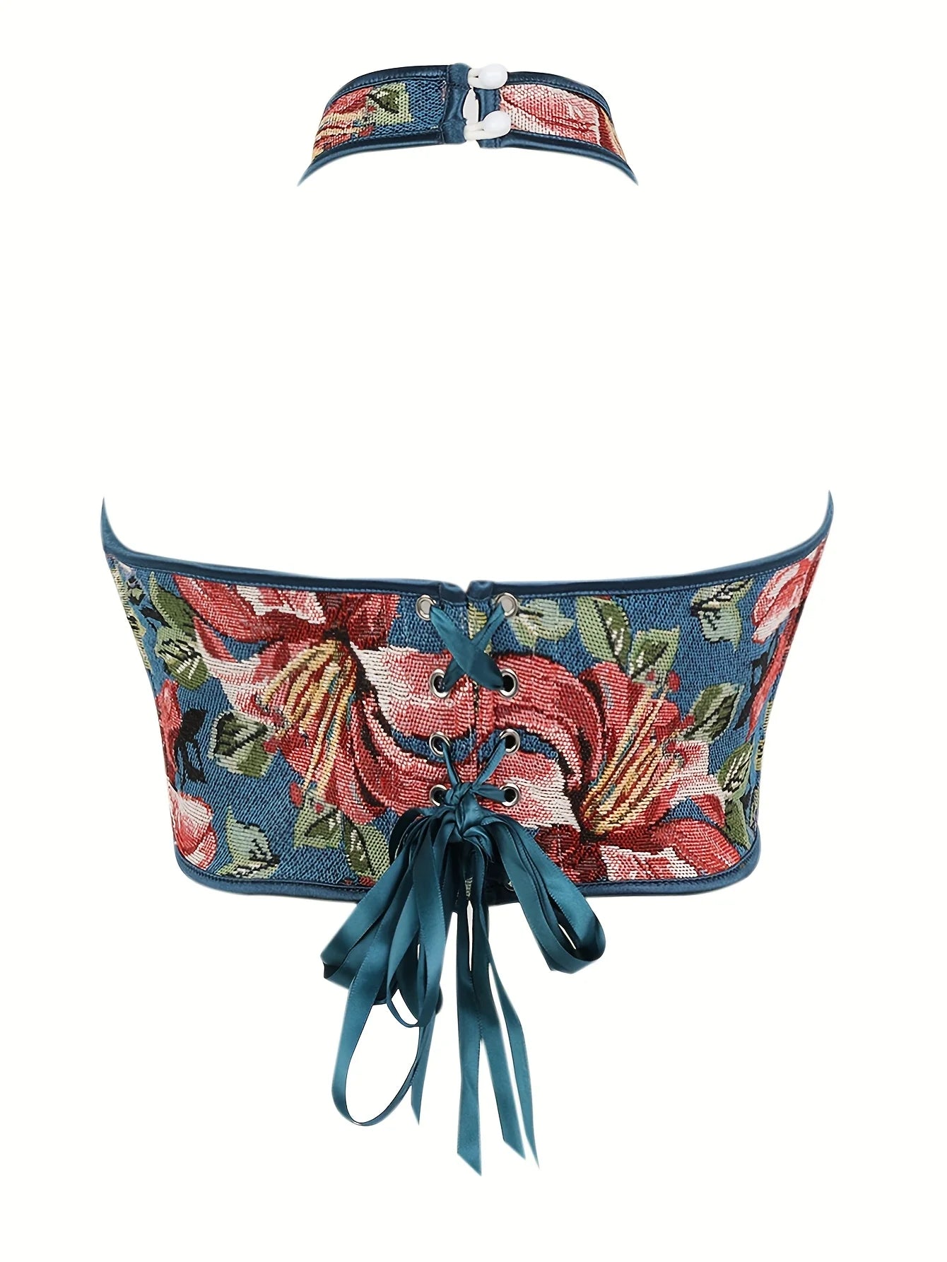 Retro Multicolor Halter Corset For Women