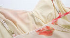 Rose Print Reverie Backless Fishtail Midi Dress With Tiered Ruffles And V Neck