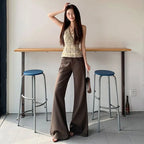 Antiwrinkle Flare Pants With Slimming Comfort Low Waisted