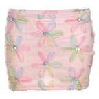 Colorful Floral Sequined Mesh Mini Skirt