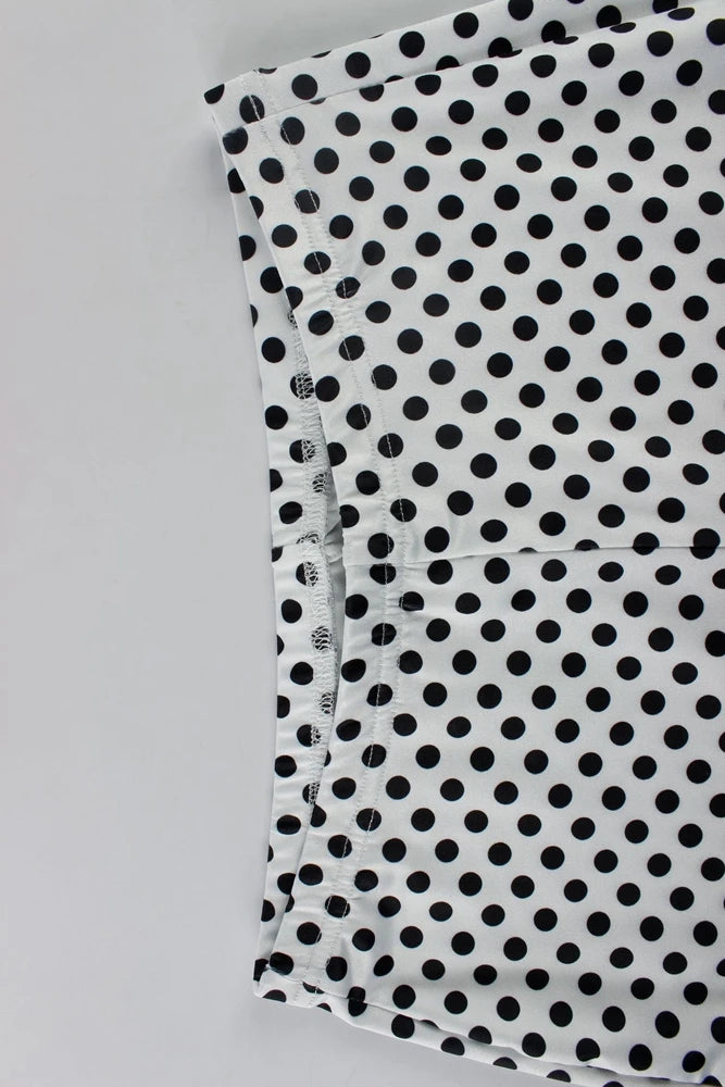 Sexy Polka Dot Night Out Set With Strapless Crop Top And Capri Pants