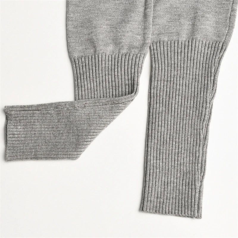 Ribbed Knit Two Piece Tracksuit Set With Hooded Crop Top And Elastic Zippered Pants