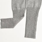 Ribbed Knit Two Piece Tracksuit Set With Hooded Crop Top And Elastic Zippered Pants