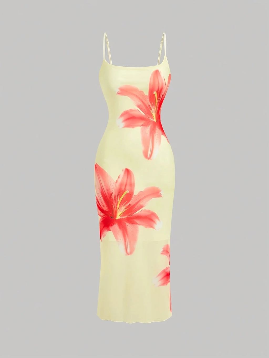 Chic Floral Sundress With Square Neckline Mid Calf