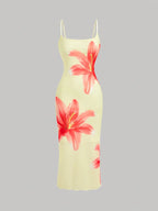 Chic Floral Sundress With Square Neckline Mid Calf