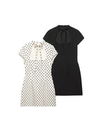 Polka Dot Cutout Bow Front Mini Dress