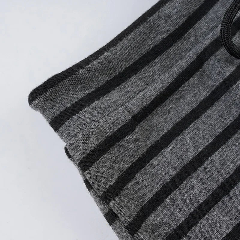 Striped Off Shoulder Crop Top Two Piece Set