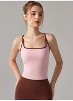Colorful Yoga Vest With Fixed Chest Pads Women Gym Sleeveless Tank Top For Fitness And Running