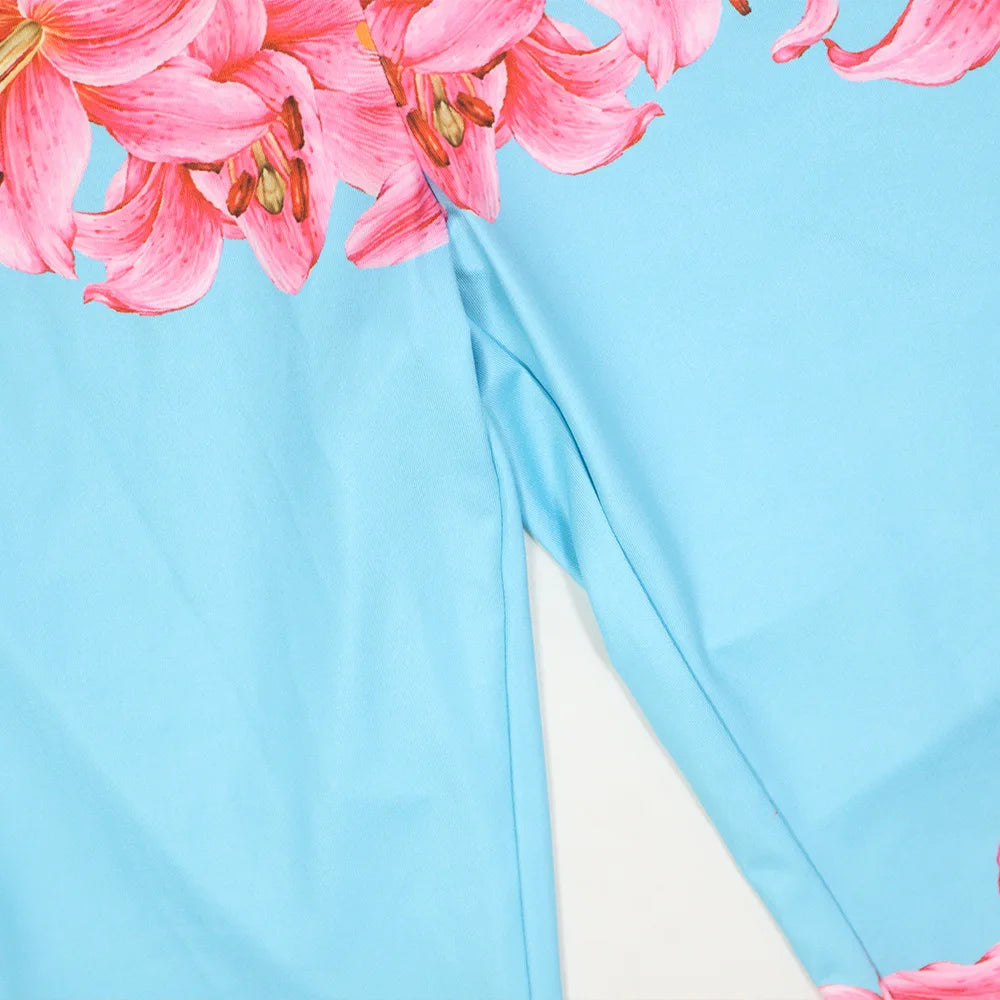 Floral Off Shoulder Crop Top And High Waist Capri Set For Summer Streetwear Vibe