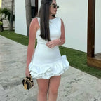 Backless Ruffle Mini Dress Sleeveless Bodycon Party Outfit
