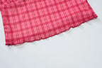 Coquette Plaid Set With Ruffle Trim Crop Top High Waist Shorts