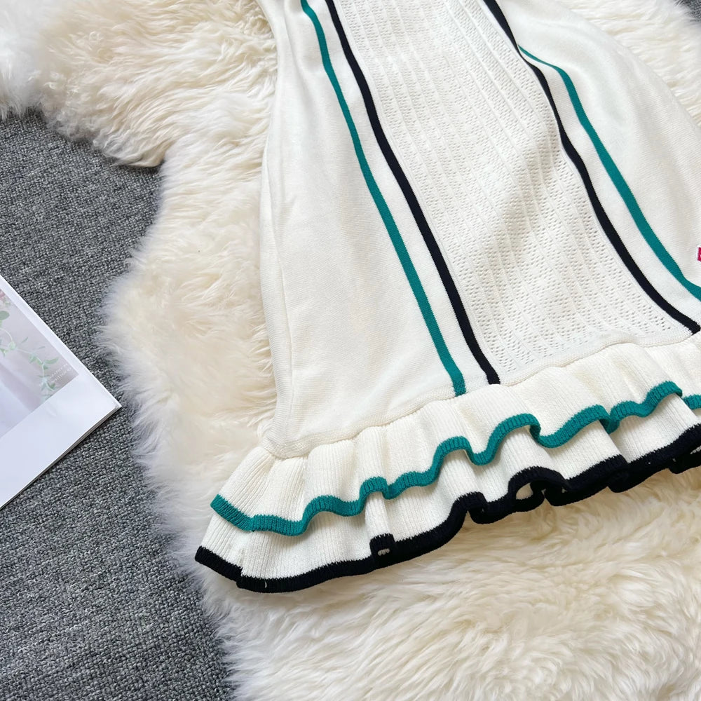 Knit Mini Dress With Ruffles
