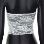 Sexy Y2K Low Cut Camisole Slim Fit Backless Tube Crop Top Lace Patchwork