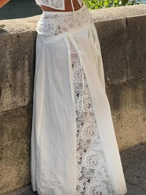 Off Shoulder two piece Set With Cropped Top And Flared Skirt