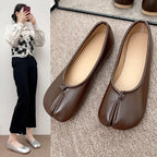Tabi Style Leather Flats For Women Cozy Split Toe Slip On Shoes