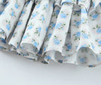 Flower Print Corset Ruched Elastic Body Sling Mini Square Collar Ruffles Hem Dress