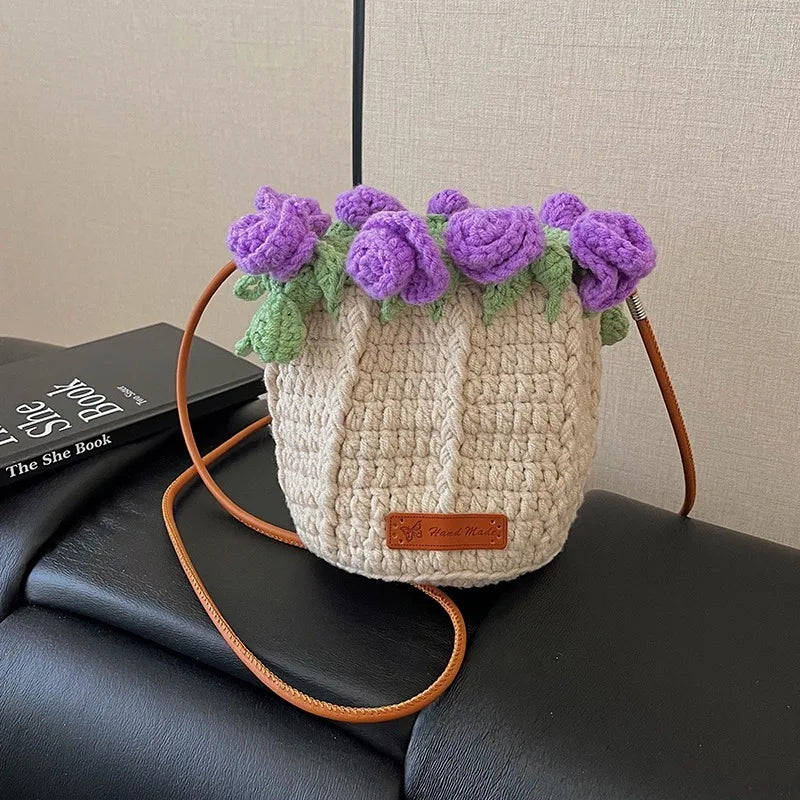 String Bucket Bag For Women Lightweight Crossbody Versatile Hollowout Design