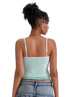 Fairycore Lace Camisole With Spaghetti Straps And Patchwork Detail Top