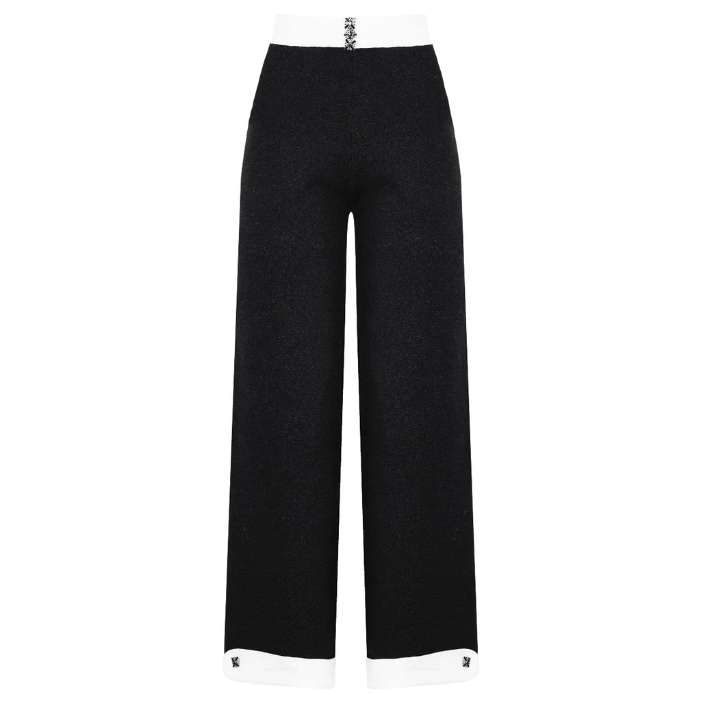 Diamond Buckle Knit Top With Elastic Fit Long Sleeve Pullover Round Neck For Women