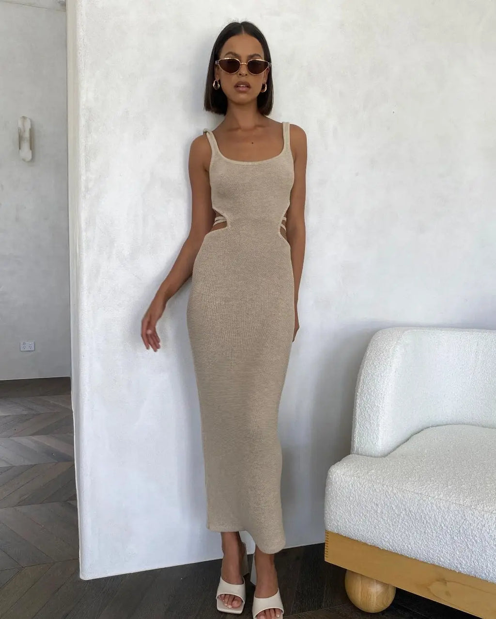Backless Knit Maxi Dress With Straps