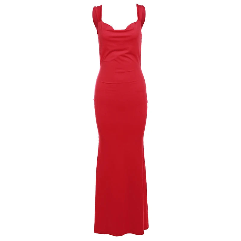 Chic Backless Maxi Dress With Bow Lace Up Details For Evening