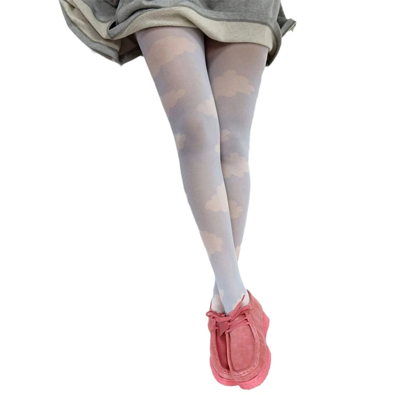 Tie Dye Mesh Stockings With Sheer Finish And Hollow Out Pattern