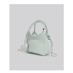 Romantic Litchi Grain Mini Shoulder Bag With Heart Pendant And Delicate Chain Strap