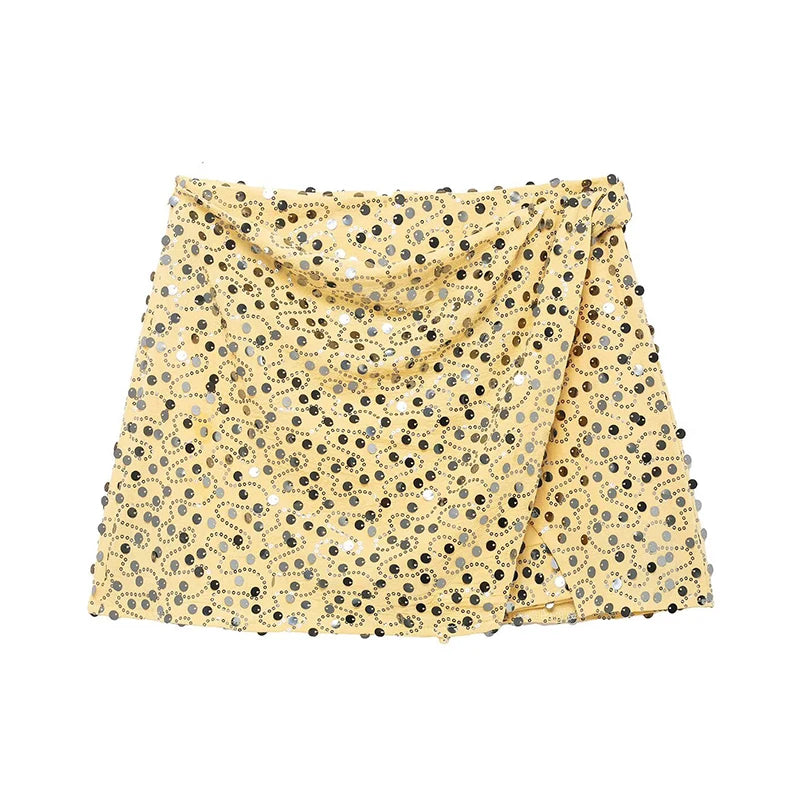 Glam Sequin High Waisted Mini Skirt